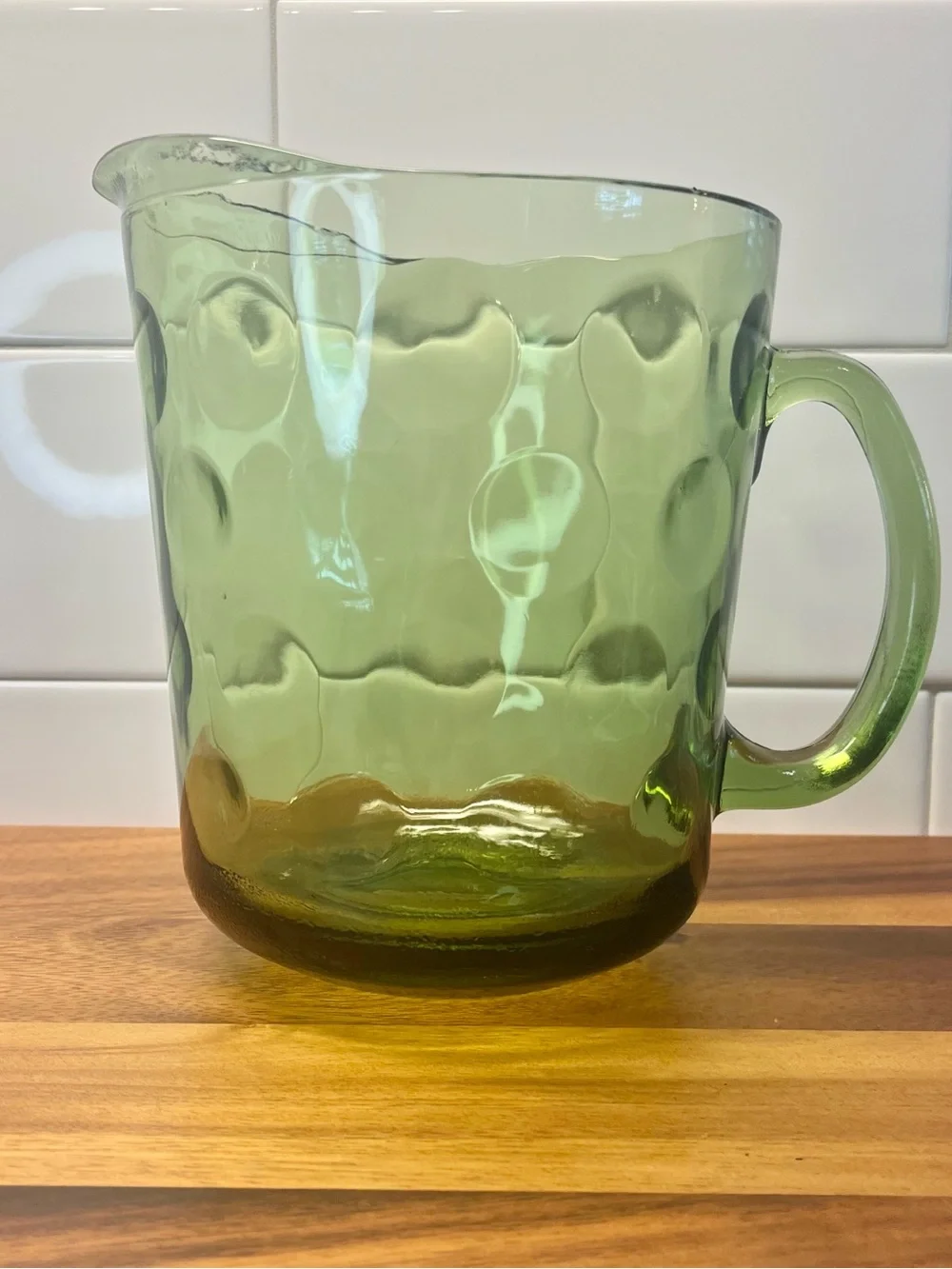 Hazel Atlas Eldorado Pitcher Avocado Green Glass Mid-Century Modern
